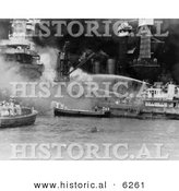 Historical Photo of American Sailors Fighting Flames on the Attack of Pearl Harbor - Black and White Version by Al