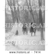 December 13th, 2013: Historical Photo of Apsaroke Camp in Winter, People on Horses 1908 - Black and White by Al