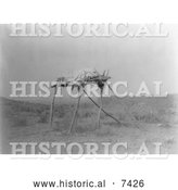 December 13th, 2013: Historical Photo of Apsaroke Indian Burial Platform 1908 - Black and White by Al