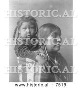 Historical Photo of Apsaroke Indian Mother with Child on Her Back 1908 - Black and White by Al