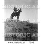 December 13th, 2013: Historical Photo of Apsaroke Man with Bow and Arrows on Horse 1908 - Black and White by Al