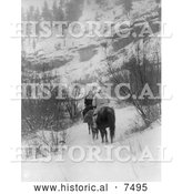 Historical Photo of Apsaroke Men Hunting in Winter 1908 - Black and White by Al