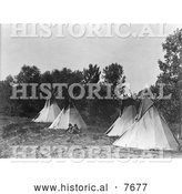 November 21st, 2013: Historical Photo of Assiniboine Indian Camp with Tipis 1908 - Black and White by Al
