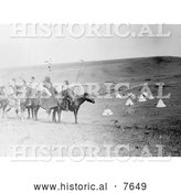 November 24th, 2013: Historical Photo of Atsina Indians on Horses, Overlooking Encampment 1908 - Black and White by Al