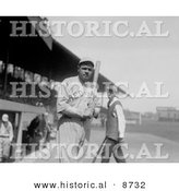 Historical Photo of Babe Ruth Holding Baseball Bat, 1919 - Black and White Version by Al