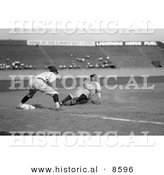 Historical Photo of Babe Ruth of the Yankees, Safe at Third in the Fourth Inning on Bob Musel’s Fly Out, June 23rd 1925 - Black and White Version by Al