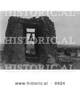 Historical Photo of Belfry at Acoma - Black and White Version by Al