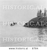 Historical Photo of Boat Taking Annie Edson Taylor’s Barrel to a Drop off Point at Niagara - Black and White Version by Al
