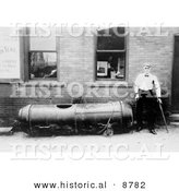 Historical Photo of Bobby Leach and His Barrel After His Trip over Niagara Falls, 1911 - Black and White Version by Al