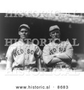 Historical Photo of Boston Red Sox Baseball Players Dutch Leonard and Bill Carrigan, 1916 - Black and White Version by Al