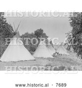November 17th, 2013: Historical Photo of Canvas Tipis in Assiniboine Camp 1908 - Black and White by Al