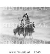 Historical Photo of Cheyenne Native American Warriors on Horses 1905 - Black and White by Al