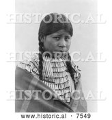 Historical Photo of Cheyenne Native Woman Wearing Braids 1907 - Black and White by Al
