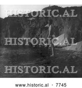 November 9th, 2013: Historical Photo of Chinook Indian on River Bank 1910 - Black and White by Al