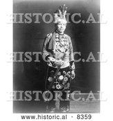 Historical Photo of Chippewa Indian 1918 - Black and White by Al