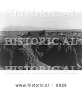 Historical Photo of Church and Pueblos - Black and White Version by Al