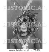 October 27th, 2013: Historical Photo of Cowichan Wearing Feathered Head Dress 1913 - Black and White by Al