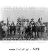 Historical Photo of Crow Indians on Horses, Wearing Masks 1906 - Black and White by Al