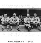 Historical Photo of Four Baseball Players, Babe Ruth, Ernie Shore, Rube Foster, and Del Gainer of the Boston Red Sox, Sitting Together - Black and White Version by Al