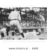 Historical Photo of Goose Goslin Sliding for Home Plate During a Baseball Game in 1925 - Black and White Version by Al