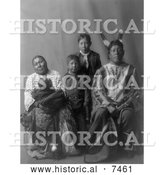 Historical Photo of Hidatsa Indian Man Called Good Bear with His Family 1908 - Black and White by Al