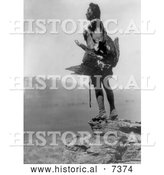 December 13th, 2013: Historical Photo of Hidatsa Indian Man Holding a Dead Eagle 1908 - Black and White by Al
