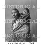 December 13th, 2013: Historical Photo of Hidatsa Indian Mother with a Baby on Her Back 1908 - Black and White by Al