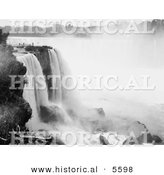 Historical Photo of Horseshoe Falls from Goat Island at Niagara Falls - Black and White Version by Al