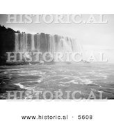 Historical Photo of Horseshoe Falls, Niagara Falls Rushing down over Boulders - Black and White Version by Al