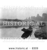 Historical Photo of Hupa Indian Fishing 1923 - Black and White Version by Al