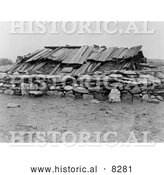 Historical Photo of Hupa Sweat House 1923 - Black and White Version by Al