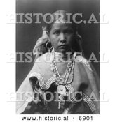Historical Photo of Jicarilla Girl - Native American Indian - Black and White Version by Al