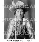 Historical Photo of Jicarilla Man in Cowboy Attire - Native American Indian - Black and White Version by Al
