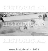 Historical Photo of Joe Harris Sliding and Stealing Third Base During a Baseball Game - Black and White Version by Al