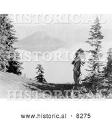Historical Photo of Klamath Indian Chief at Crater Lake 1914 - Black and White Version by Al