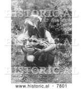 Historical Photo of Kwakiutl Man Holding Mummy 1911 - Black and White by Al