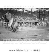 Historical Photo of Lou Gehrig Sliding for Home Plate While Catcher Hank Severeid Waits for the Ball - Black and White Version by Al