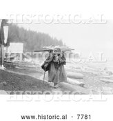 November 2nd, 2013: Historical Photo of Makah Woman Carrying Faggots 1910 - Black and White by Al