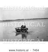 December 13th, 2013: Historical Photo of Mandan Indian Rowing a Bull Boat 1908 - Black and White by Al