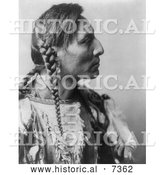 December 13th, 2013: Historical Photo of Mandan Native American Man with Braids, Spotted Bull 1908 - Black and White by Al