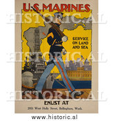 January 1st, 2014: Historical Photo of Marine Soldier - Vintage Military War Poster 1917 by Al