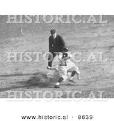 Historical Photo of Max Carey Stealing Second Base During the 1925 World Series Baseball Game - Black and White Version by Al