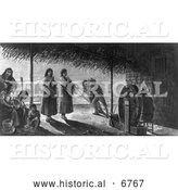December 13th, 2013: Historical Photo of Mission Indians Making Baskets and Ropes 1877 - Black and White by Al