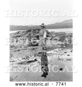Historical Photo of Nakoaktok Man on Shore 1910 - Black and White by Al