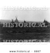 Historical Photo of Native American Indian Encampment with Tipis - Black and White Version by Al