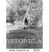 Historical Photo of Pomo Indian Woman Cooking Acorns 1924 - Black and White by Al