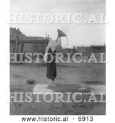 December 13th, 2013: Historical Photo of Pueblo Indian Screening Wheat 1900 - Black and White by Al