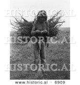 Historical Photo of Pueblo Wood Carrier - Native American Indian - Black and White Version by Al
