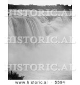 Historical Photo of Rushing Waters of Horseshoe Falls into the Mist Below, Niagara Falls - Black and White Version by Al