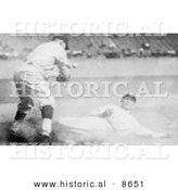 Historical Photo of Sam Rice Slding to Third Base During a Baseball Game, 1925 - Black and White Version by Al